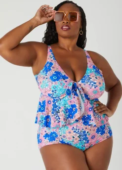 Clearance Ashley Stewart Raisins Curve Topanga Tankini Top Multi