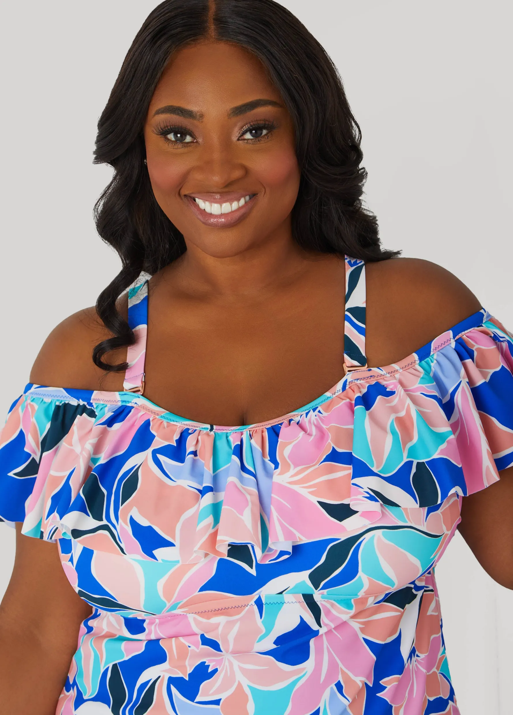 Fashion Ashley Stewart Raisins Curve Tortuga Floral Top Multi