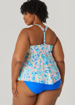 New Ashley Stewart Raisins Curve Viva Tankini Top Multi