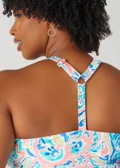 New Ashley Stewart Raisins Curve Viva Tankini Top Multi
