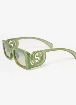 Outlet Ashley Stewart Rectangle Swirl Detail Sunglasses Green
