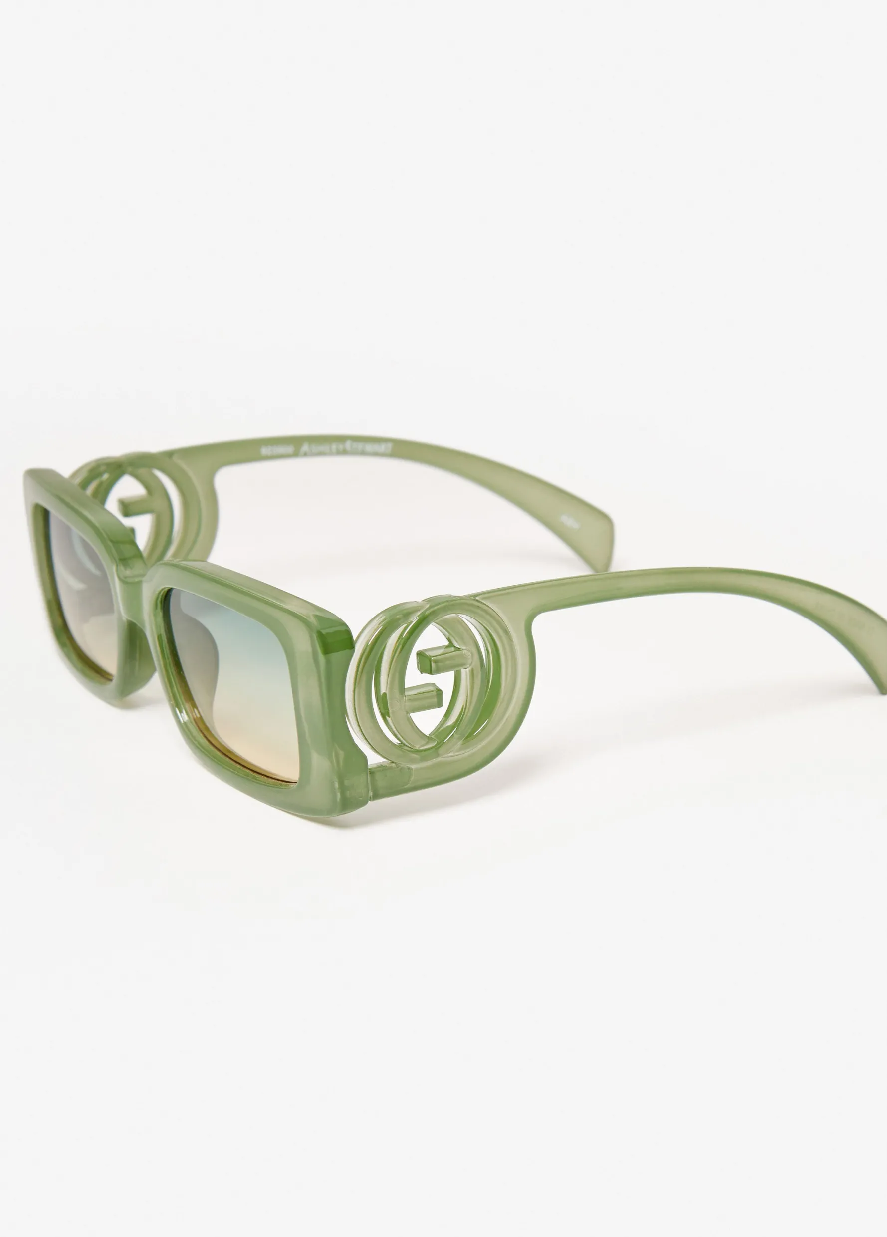 Outlet Ashley Stewart Rectangle Swirl Detail Sunglasses Green