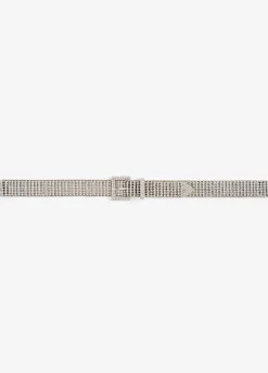 Online Ashley Stewart Rhinestone Buckle Belt Silver