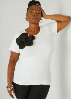 Best Ashley Stewart Rosette Jersey Tee White