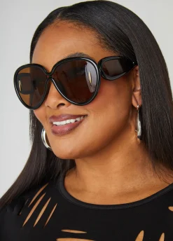 Best Ashley Stewart Round Tinted Sunglasses Black