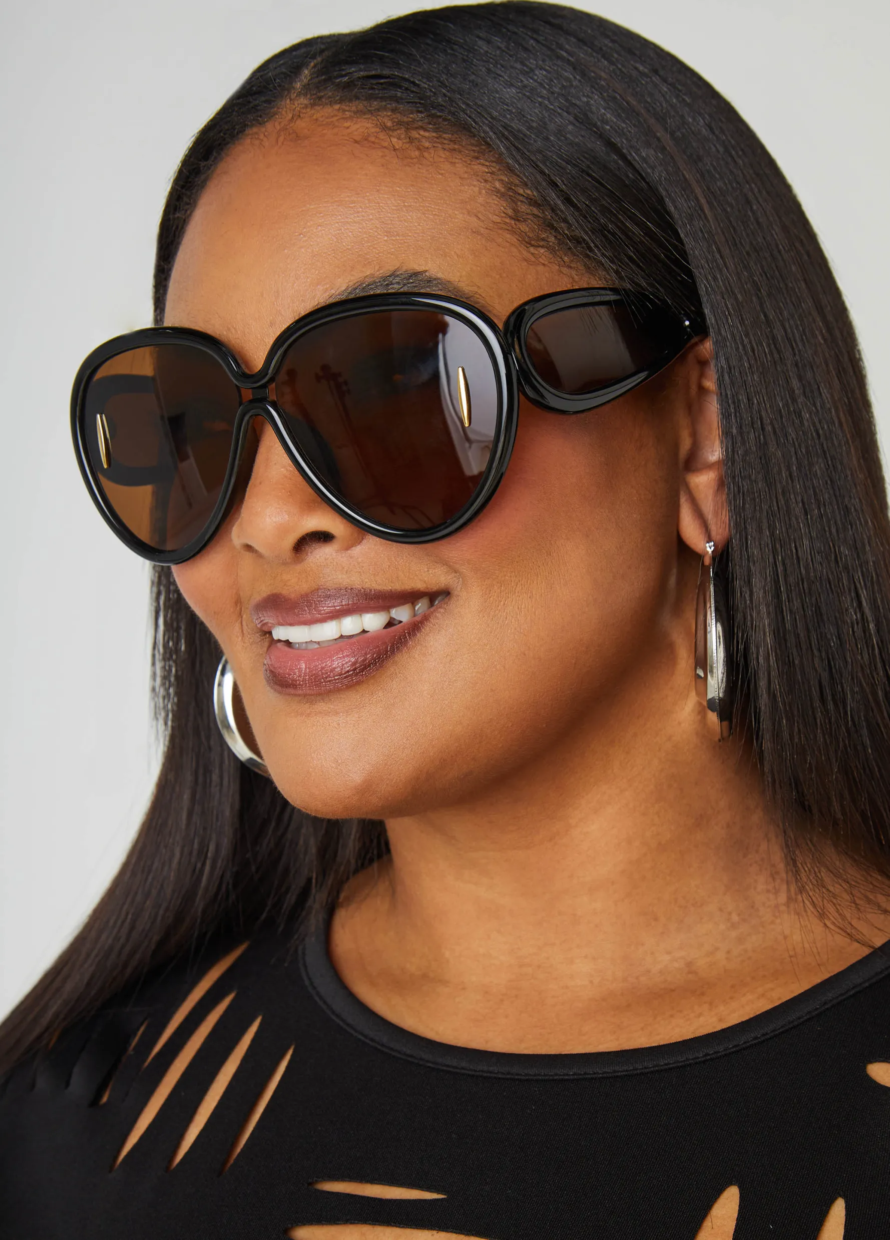 Best Ashley Stewart Round Tinted Sunglasses Black
