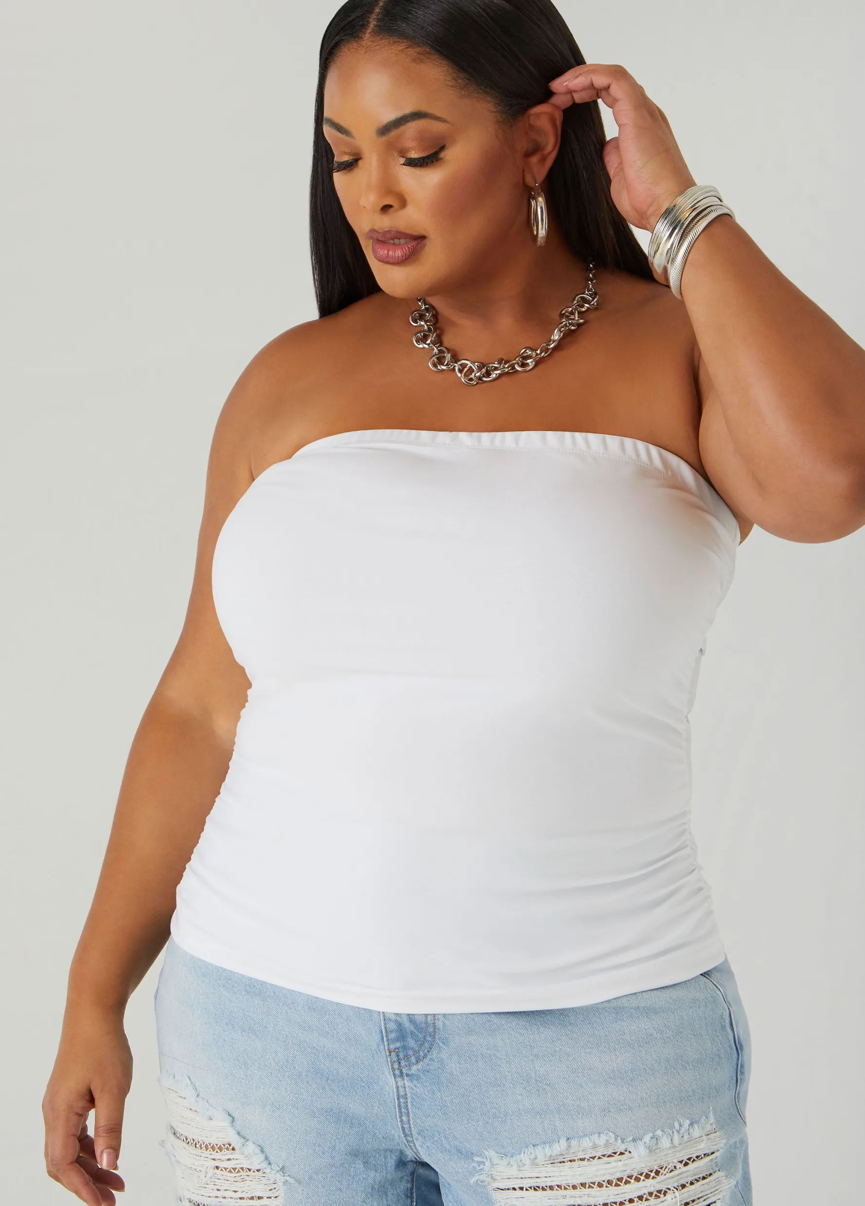 New Ashley Stewart Ruched Tube Top