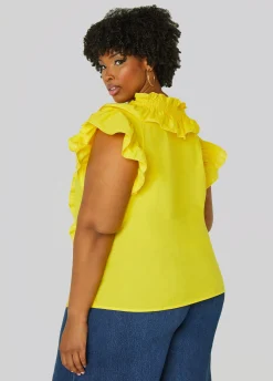 Fashion Ashley Stewart Ruffled Cotton Blouse
