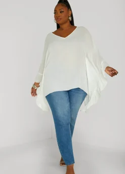 New Ashley Stewart Ruffled Crepe Blouse