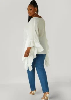 New Ashley Stewart Ruffled Crepe Blouse