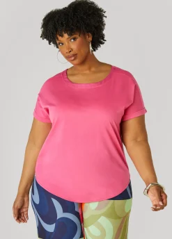 Discount Ashley Stewart Satin Trimmed French Terry Tee