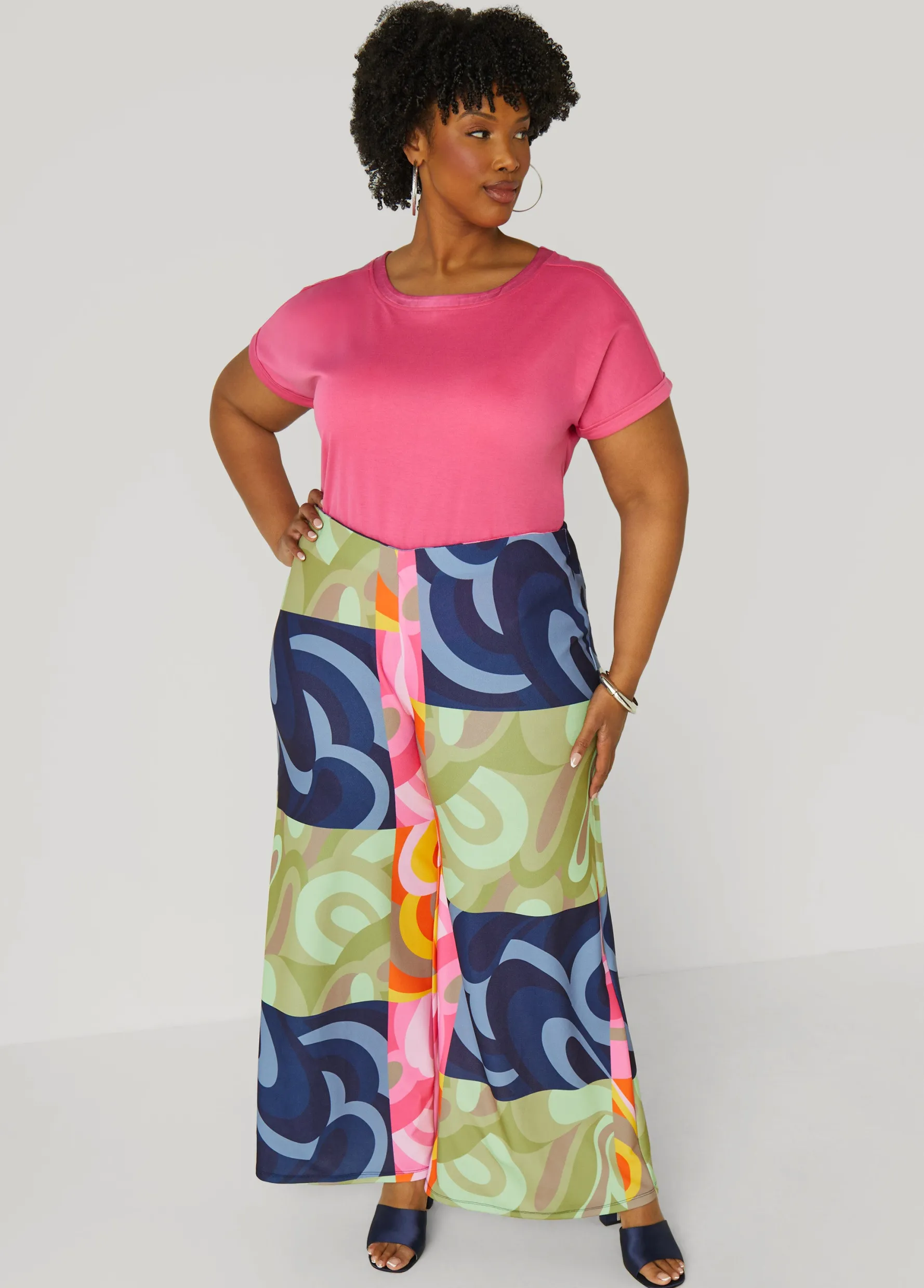 Discount Ashley Stewart Satin Trimmed French Terry Tee