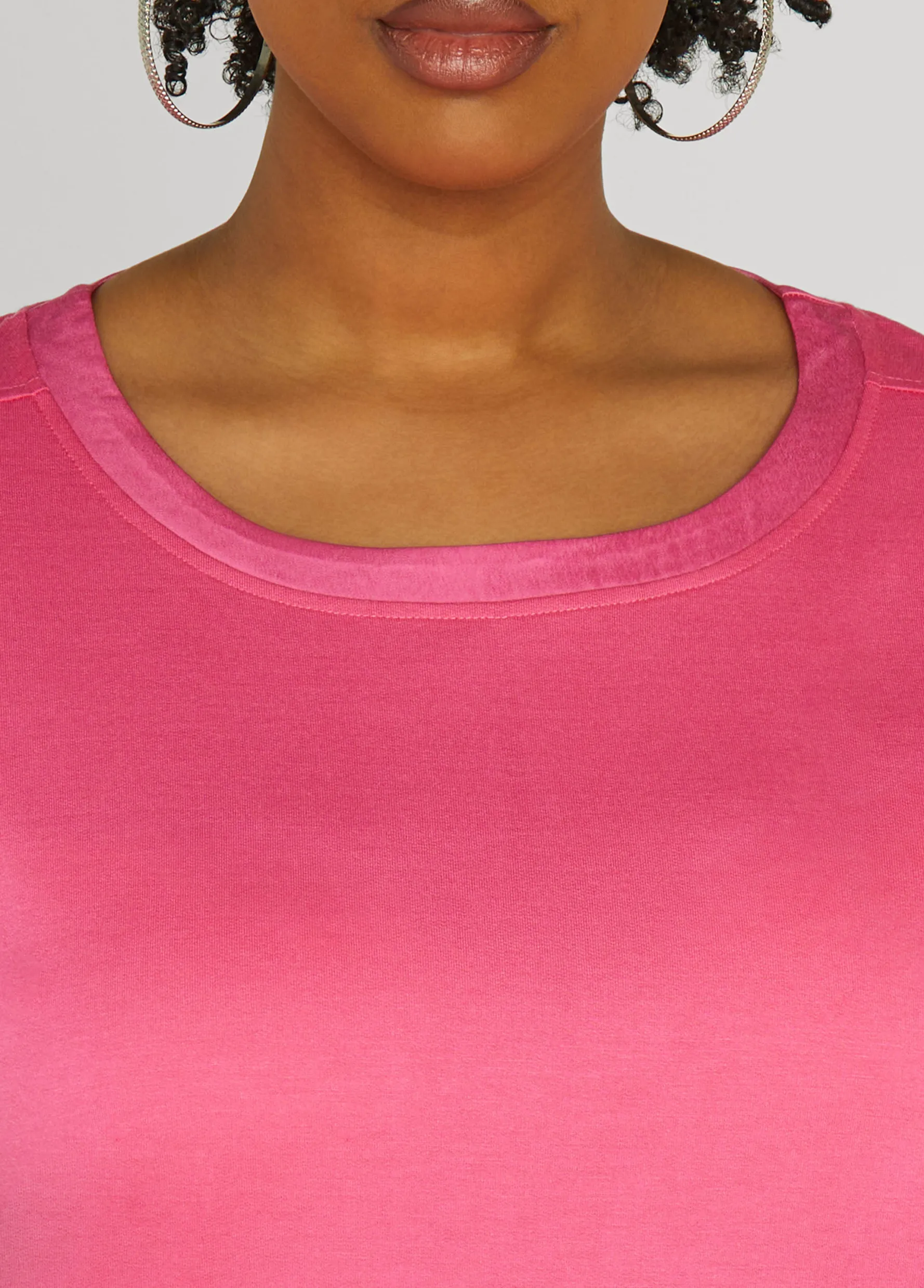 Discount Ashley Stewart Satin Trimmed French Terry Tee