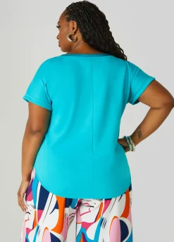 Discount Ashley Stewart Satin Trimmed French Terry Tee