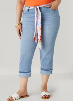 Clearance Ashley Stewart Scarf Belt Denim Capris