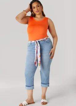 Clearance Ashley Stewart Scarf Belt Denim Capris
