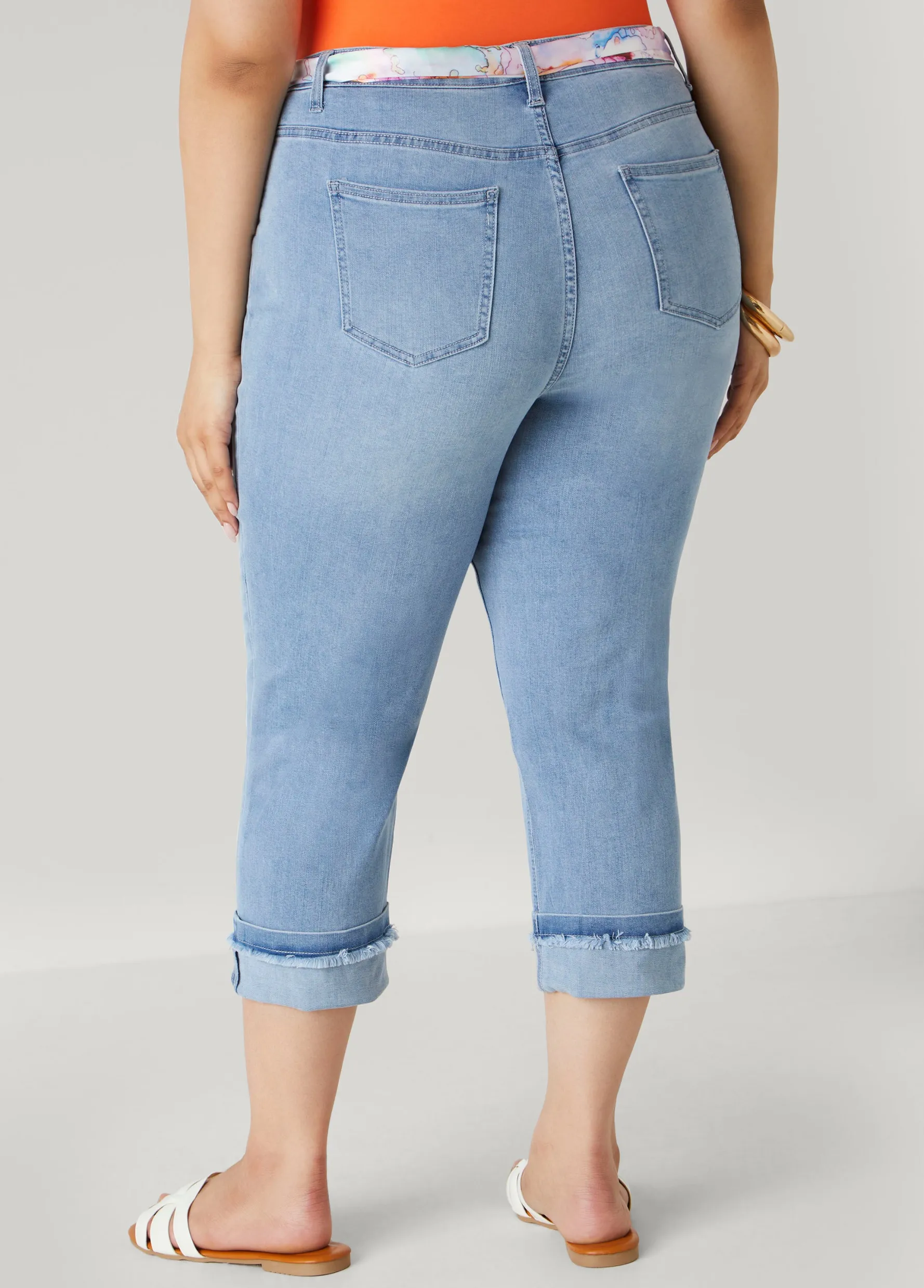Clearance Ashley Stewart Scarf Belt Denim Capris