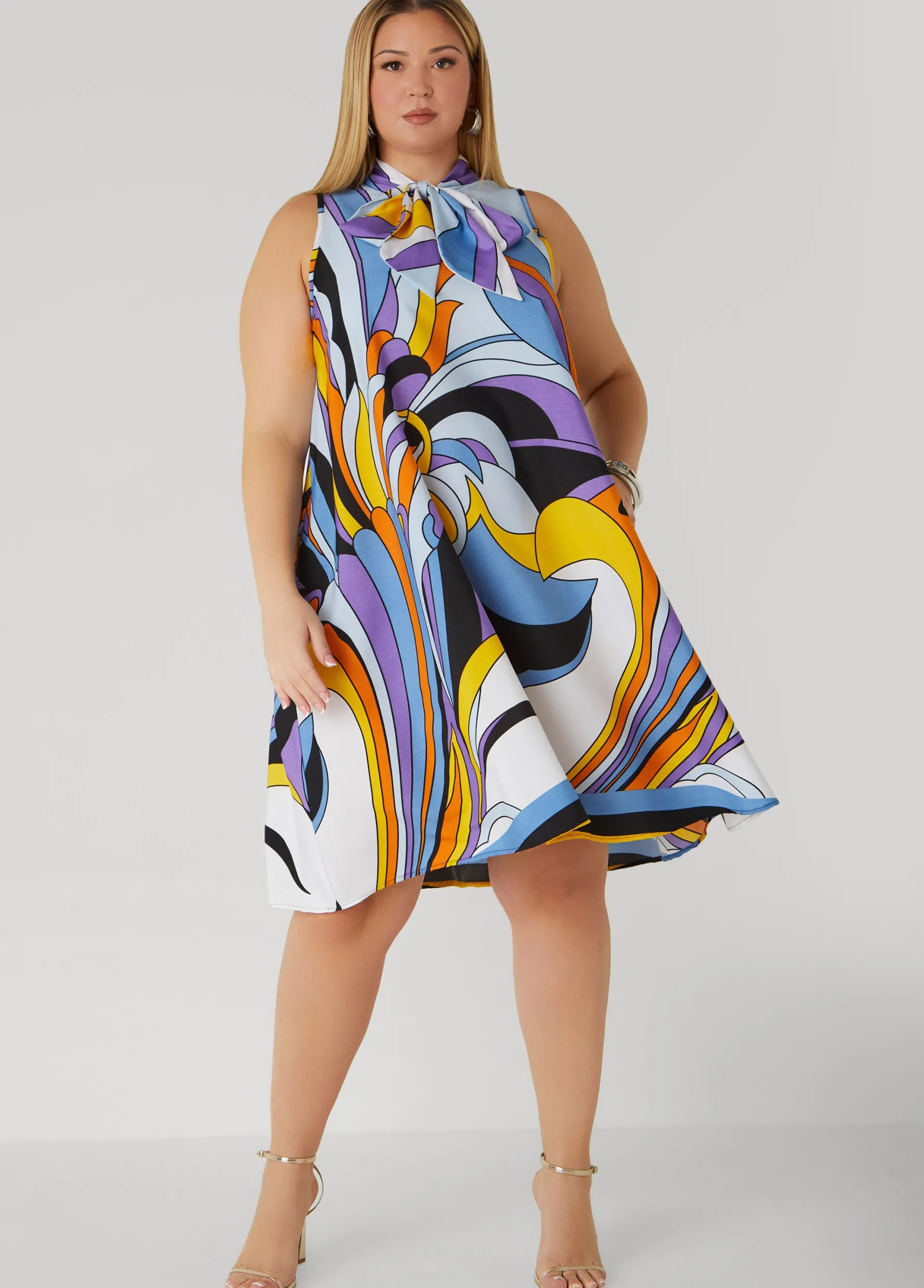 Online Ashley Stewart Scarf Print Swing Dress Multi