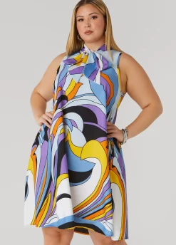 Online Ashley Stewart Scarf Print Swing Dress Multi