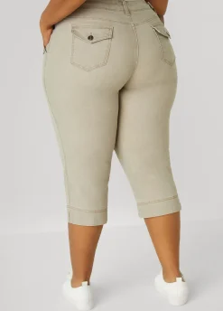 Sale Ashley Stewart Seam Detailed Denim Capris