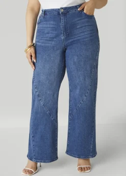 Online Ashley Stewart Seam Detailed Wide Leg Jeans