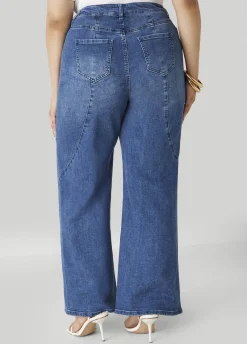 Online Ashley Stewart Seam Detailed Wide Leg Jeans