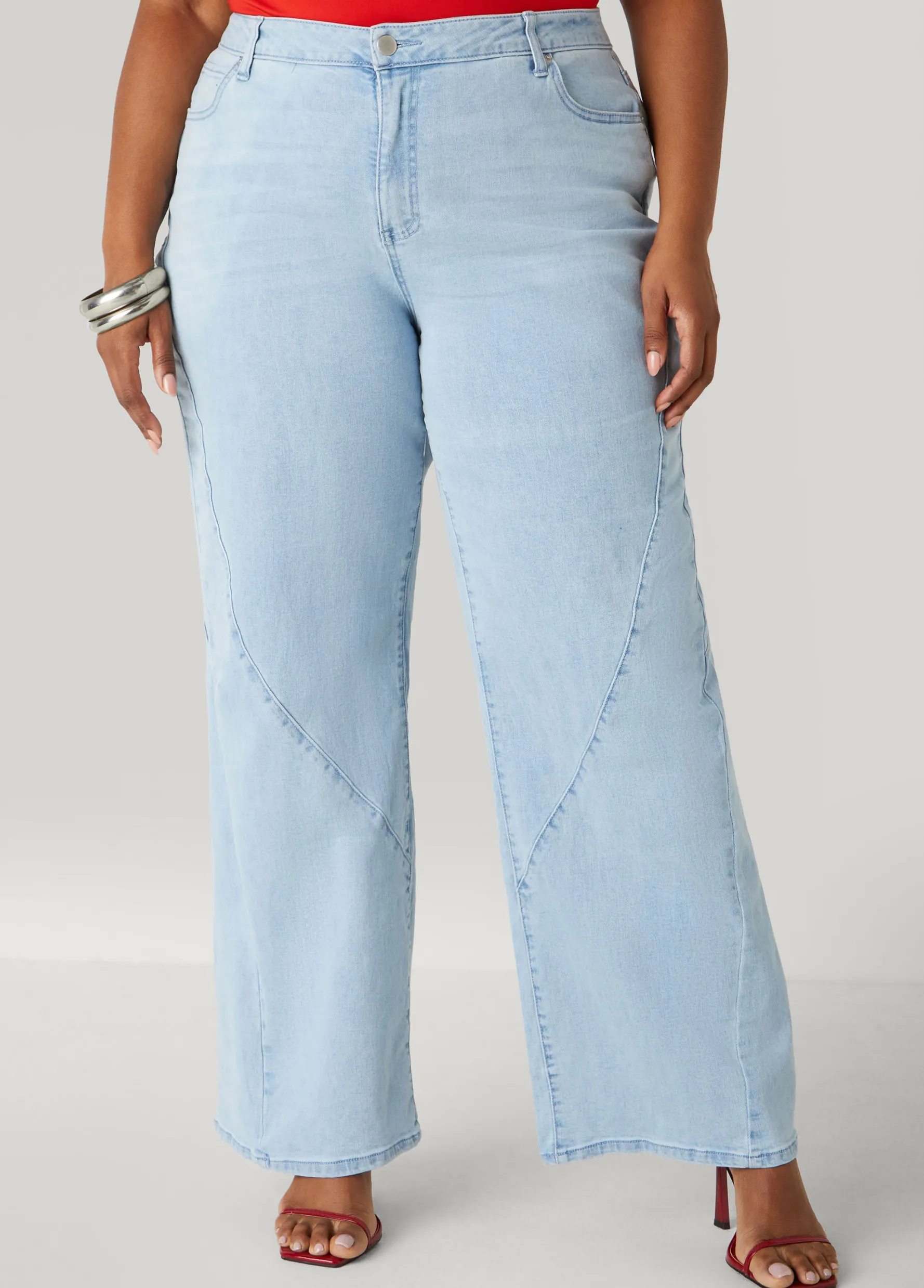 Online Ashley Stewart Seam Detailed Wide Leg Jeans