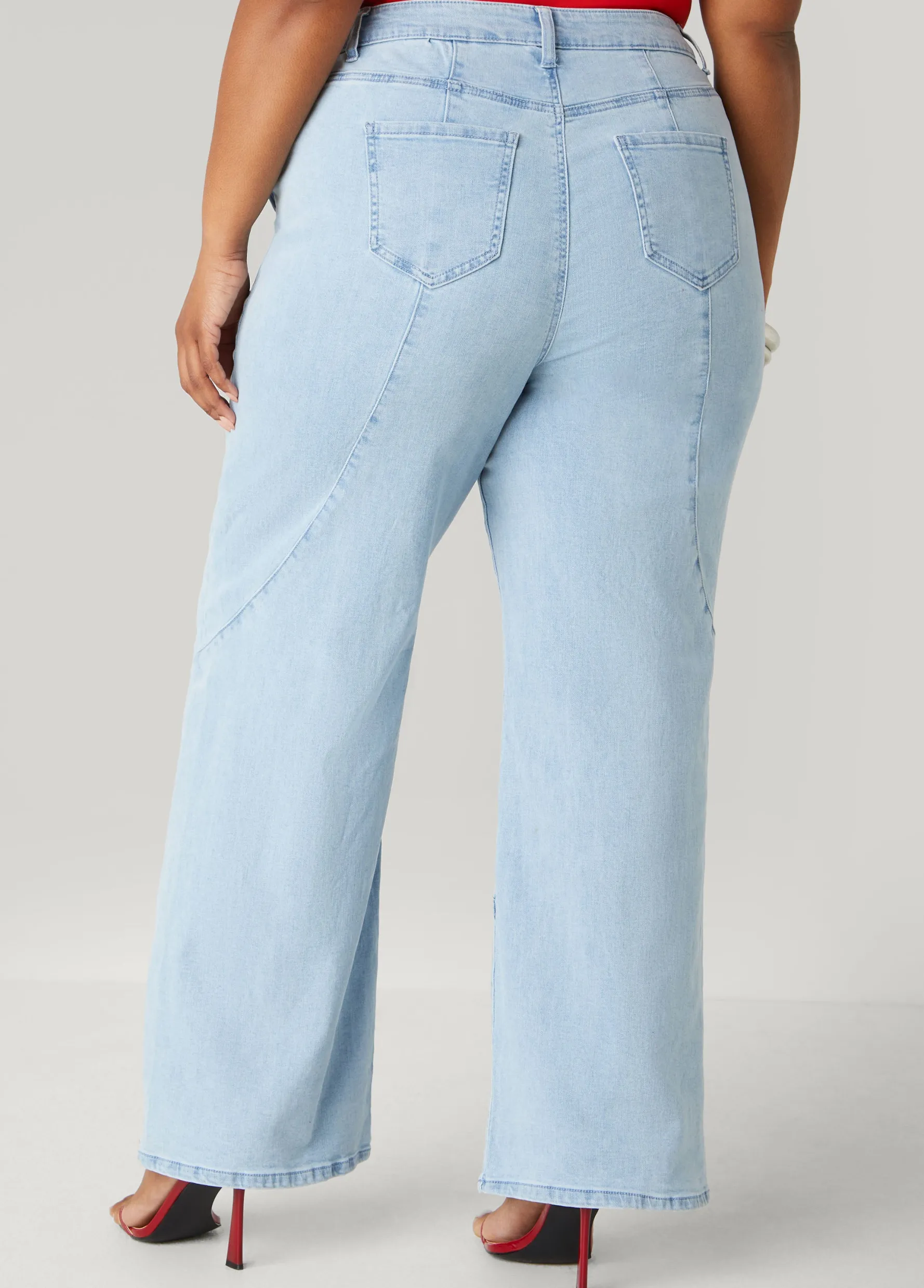 Online Ashley Stewart Seam Detailed Wide Leg Jeans