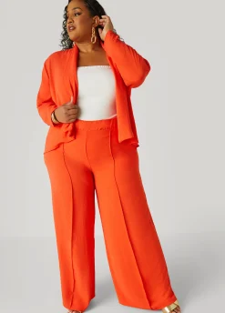 Online Ashley Stewart Seamed Textured Wide Leg Pants