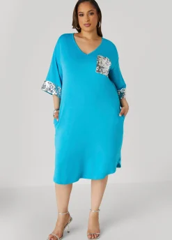 Outlet Ashley Stewart Sequined Terry T Shirt Dress
