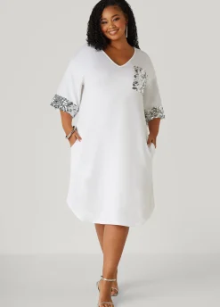 Outlet Ashley Stewart Sequined Terry T Shirt Dress