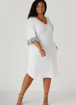 Outlet Ashley Stewart Sequined Terry T Shirt Dress