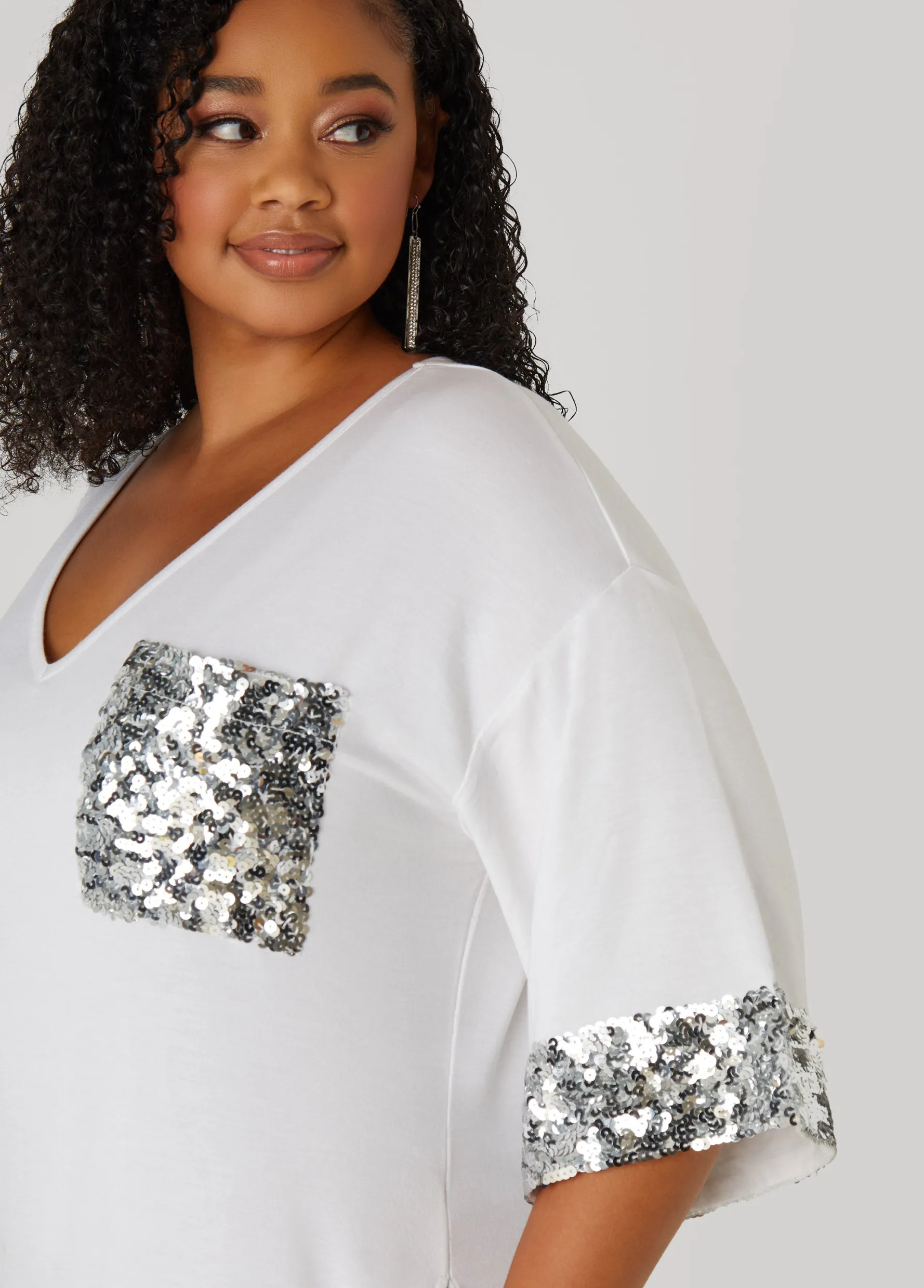Outlet Ashley Stewart Sequined Terry T Shirt Dress
