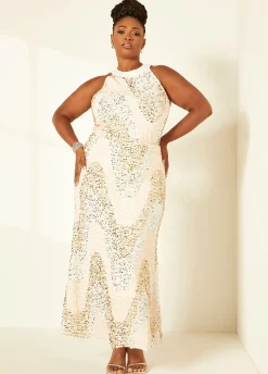 Hot Ashley Stewart Sequined Velvet Gown
