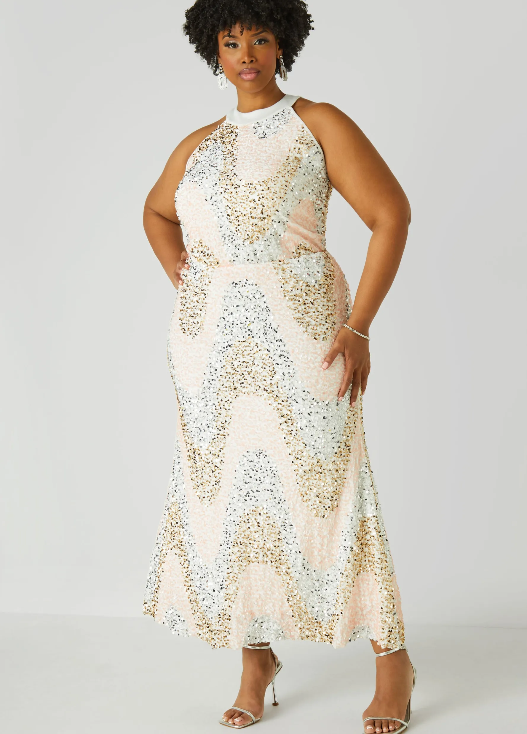 Hot Ashley Stewart Sequined Velvet Gown