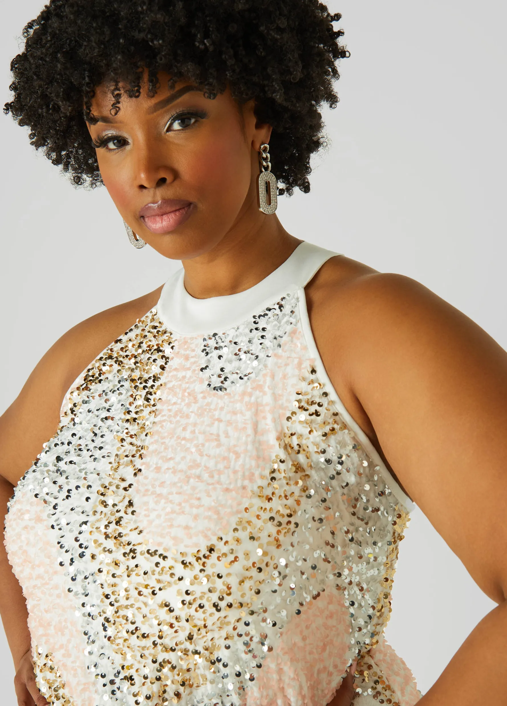 Hot Ashley Stewart Sequined Velvet Gown