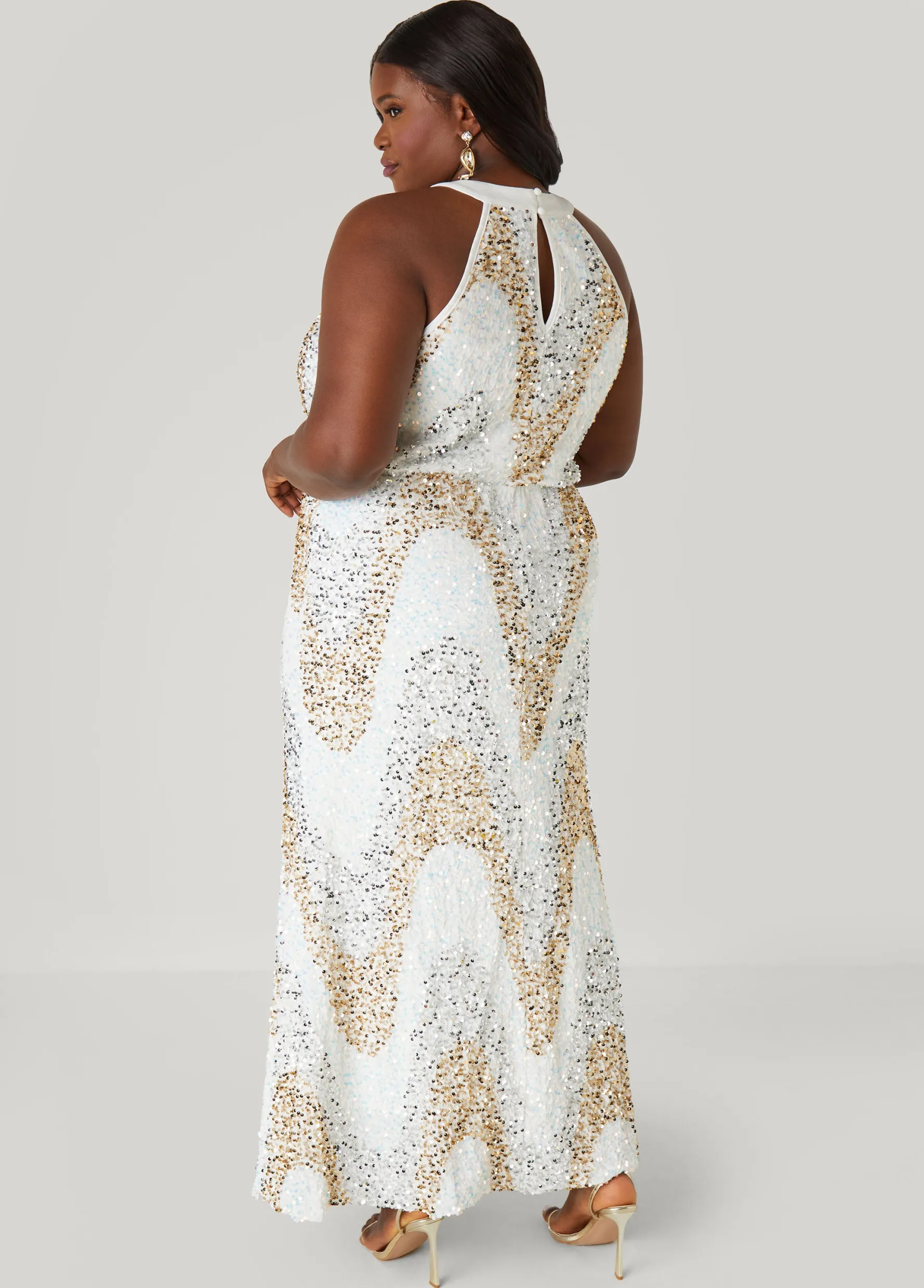 Hot Ashley Stewart Sequined Velvet Gown