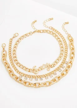 Hot Ashley Stewart Sexy Tone Anklet Set Gold