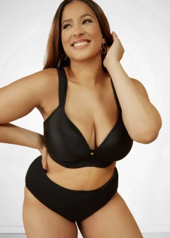Discount Ashley Stewart Smoothing Plunge Butterfly Bra Black