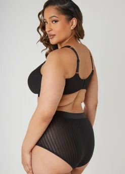 Clearance Ashley Stewart Spacer Cup Stripe T-Shirt Bra Black