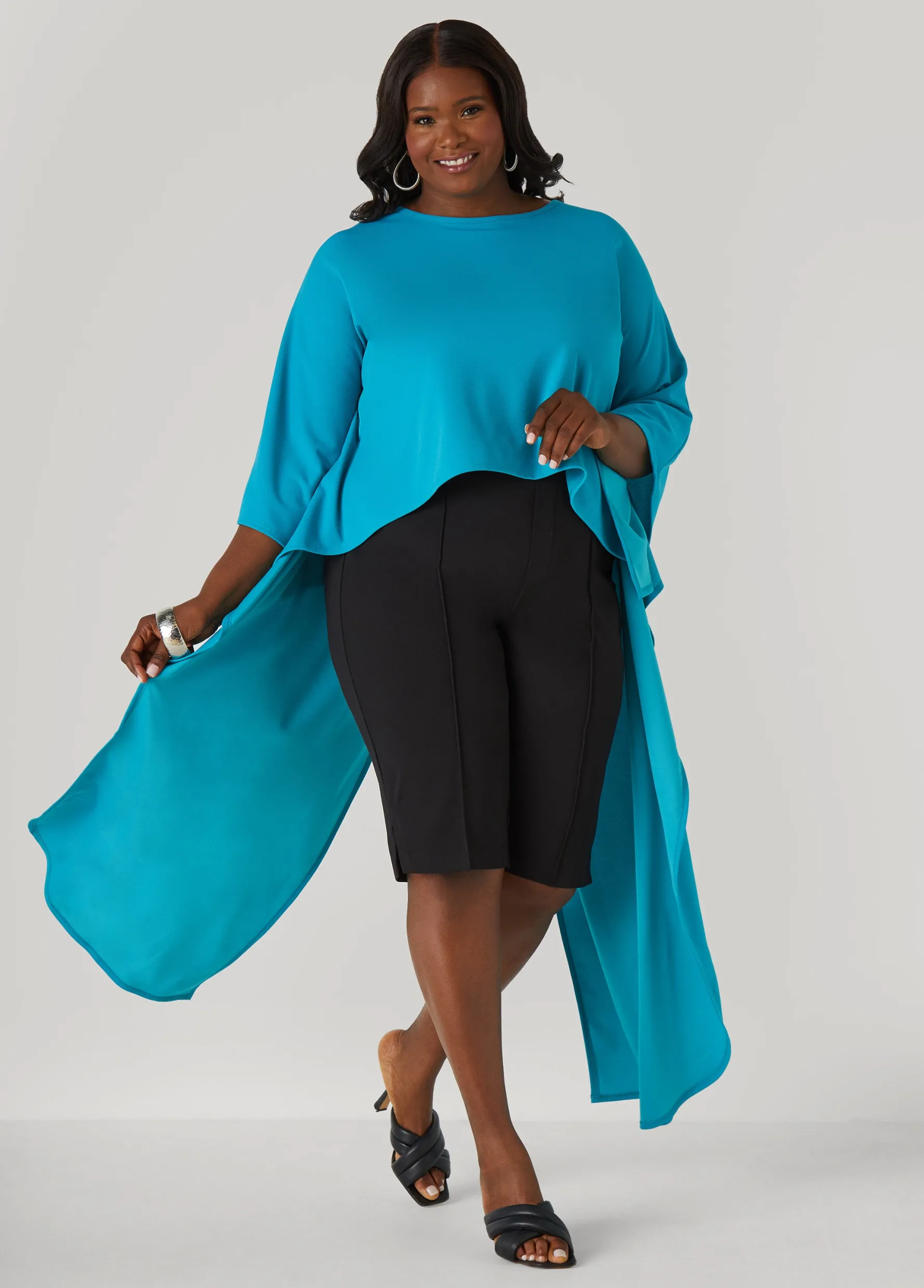 Clearance Ashley Stewart Split Back Hi Low Duster Top