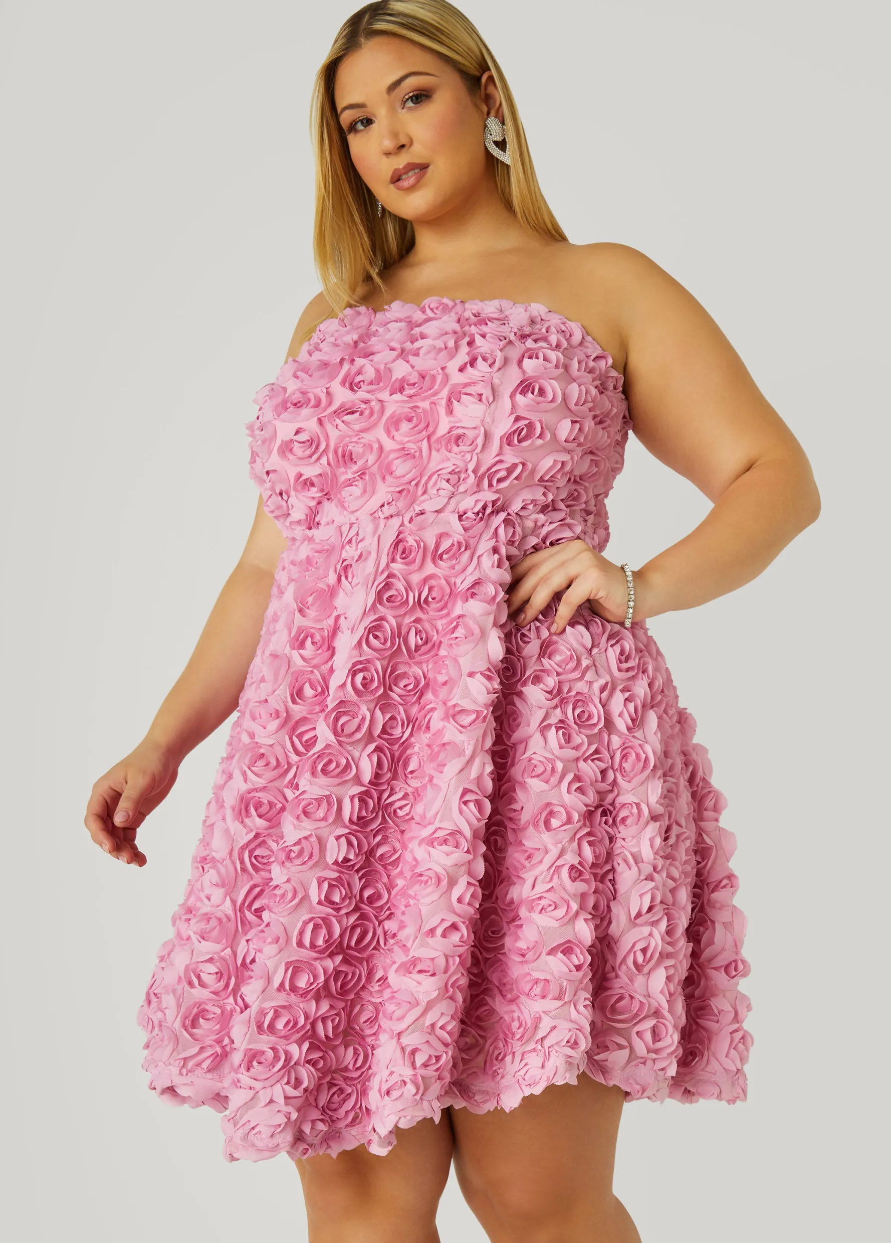 Outlet Ashley Stewart Strapless Rosette A Line Dress