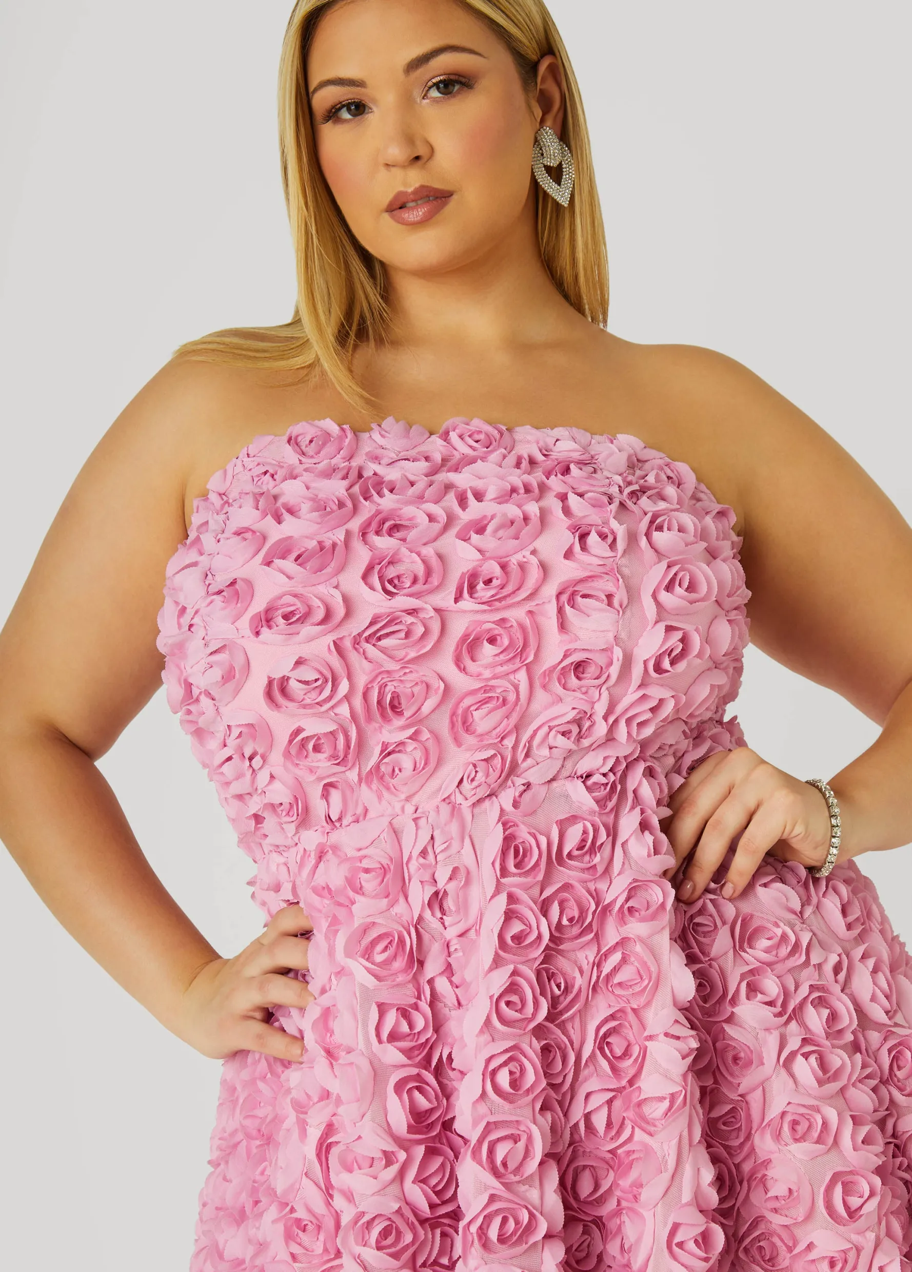 Outlet Ashley Stewart Strapless Rosette A Line Dress