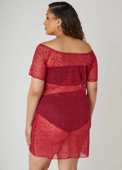 Hot Ashley Stewart Stretch Lace Chemise Magenta