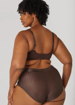 Hot Ashley Stewart Stripe Spacer Cup T-Shirt Bra Espresso