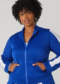 Hot Ashley Stewart Stripe Trimmed Track Jacket
