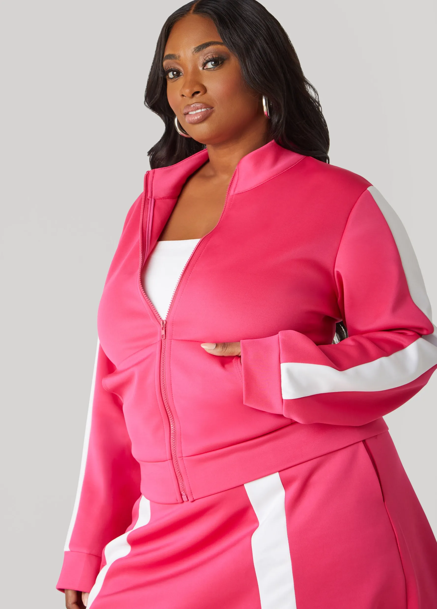 Hot Ashley Stewart Stripe Trimmed Track Jacket