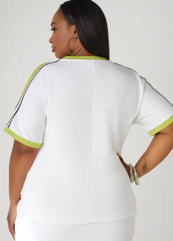 Fashion Ashley Stewart Striped French Terry Hi Low Top White