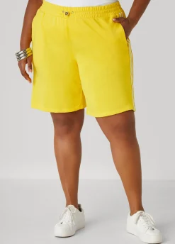 Best Ashley Stewart Striped French Terry Shorts Cyber Yellow