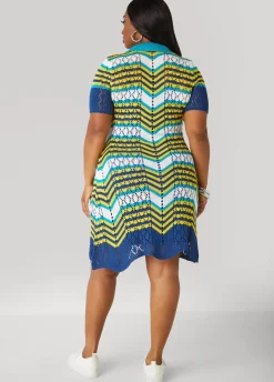 Best Ashley Stewart Striped Pointelle Knit Polo Dress